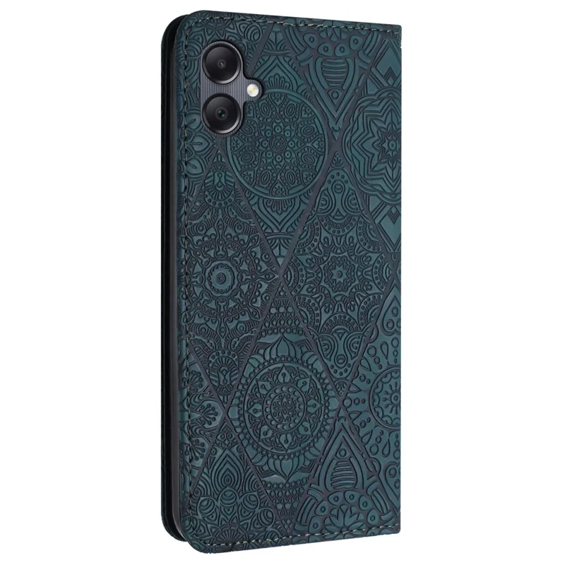 For Samsung Galaxy A07 4G Case Imprinted Flower Wallet Stand Leather Phone Cover - Blue