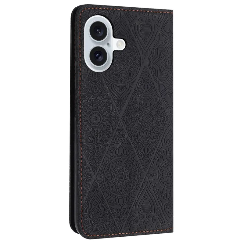 Cover per iPhone 17 con Portafoglio Stampato a Fiori con Supporto - Nero