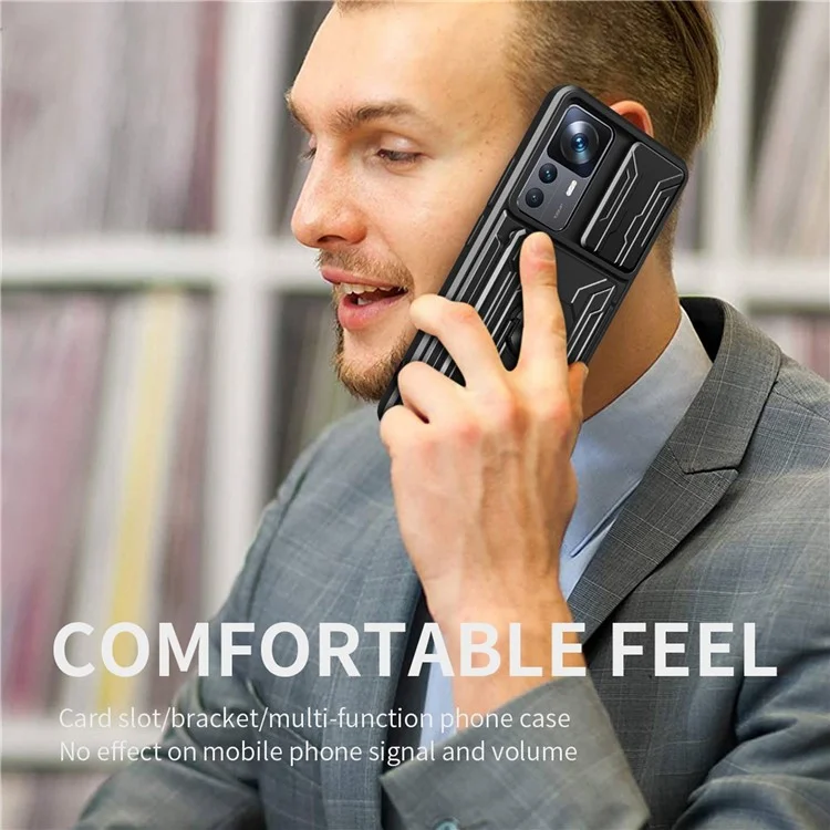Für Xiaomi Redmi K40S 5G / Poco F4 5G Kartenhalter Ring Magnetic Kickstand Phone Hülle PC + TPU -telefonschutz Mit Dia -kameraabdeckung - Weiß