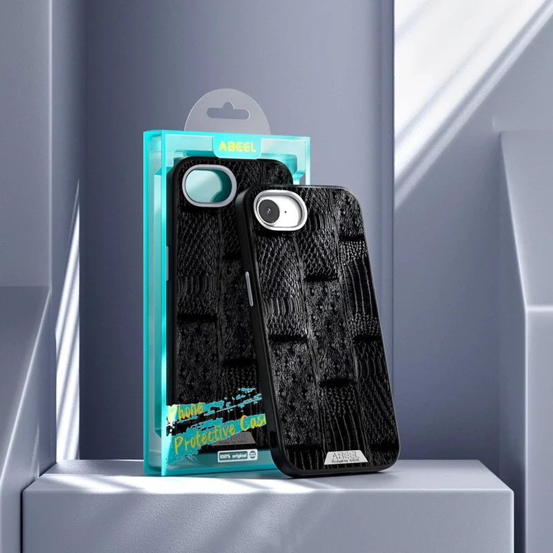 ABEEL For iPhone 16e Case Compatible with MagSafe Beast Texture Micro-Embossing Back Cover - Black