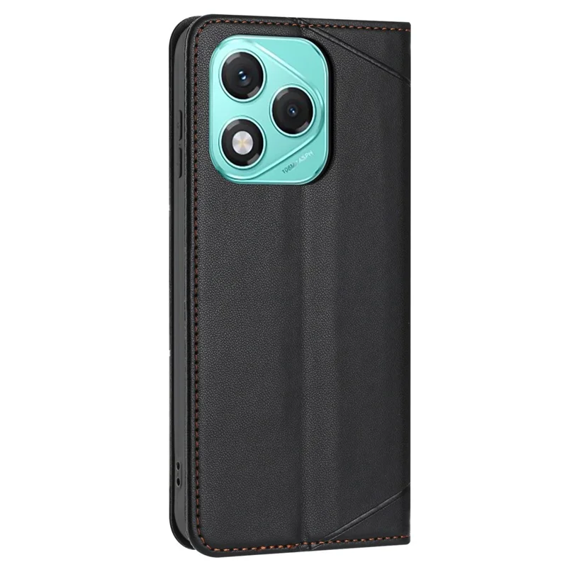 Étui portefeuille For Honor 400 Lite 5G avec motif ligné en cuir, support et dragonne - Noir