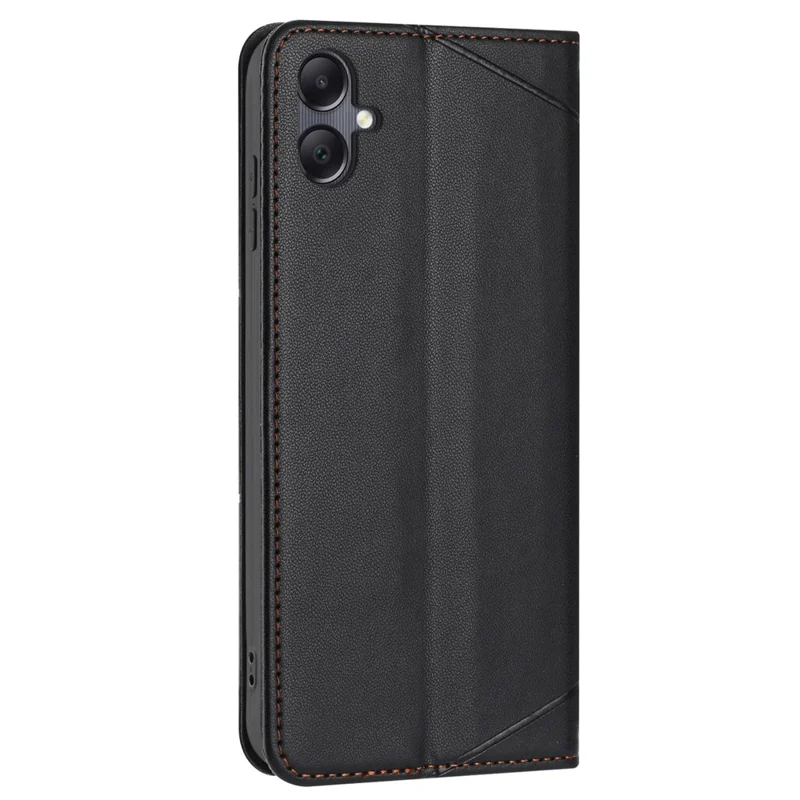 Funda tipo cartera con correa de muñeca para Samsung Galaxy A07 4G, de piel con estampado de línea y soporte - Negro
