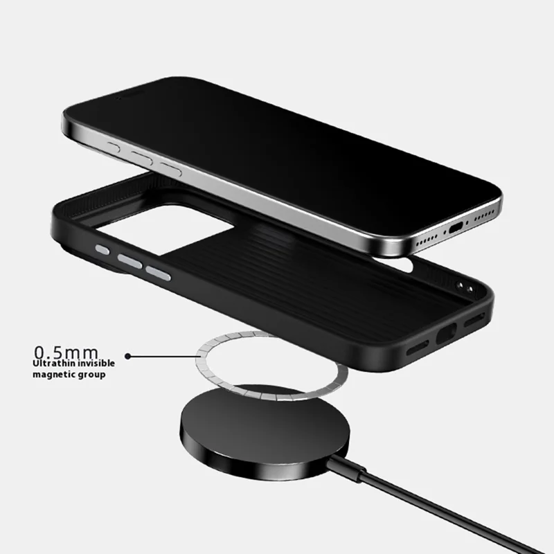 ABEEL For iPhone 17 Pro Case Compatible with MagSafe Textured Micro-Embossing Back Cover - Black