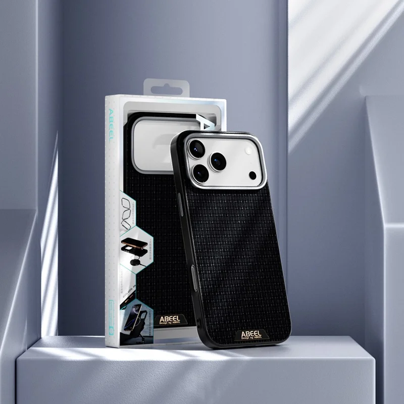 ABEEL For iPhone 17 Pro Max Case Compatible with MagSafe Textured Micro-Embossing Back Cover - Black