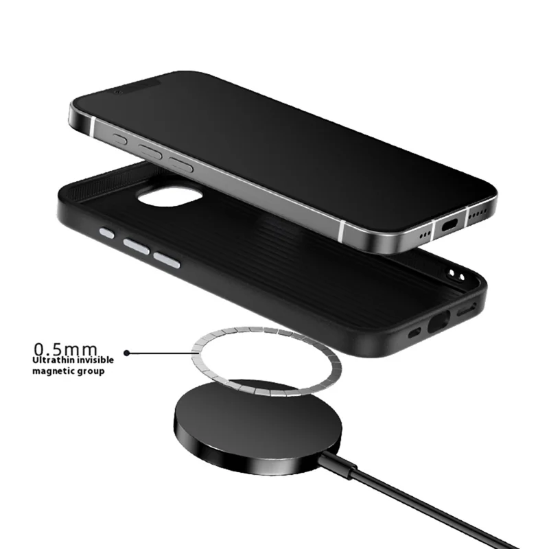ABEEL For iPhone 16e Case Compatible with MagSafe Textured Micro-Embossing Back Cover - Black