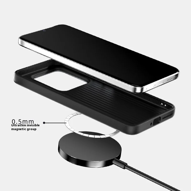 ABEEL For Xiaomi 15 Case Compatible with MagSafe Textured Micro-Embossing Back Cover - Black