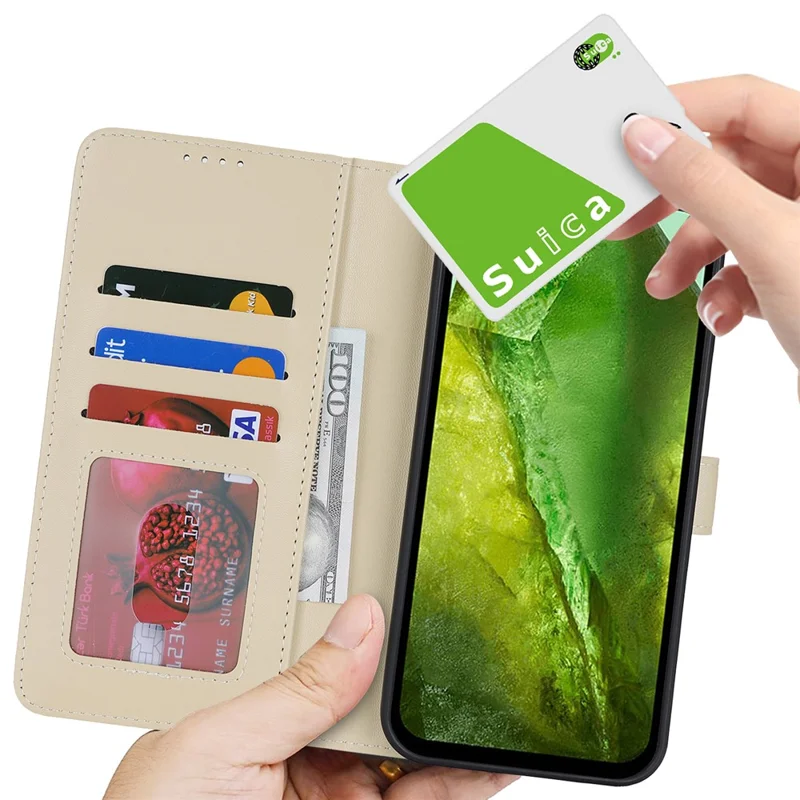 For Google Pixel 8a Stand Case Shockproof Leather Wallet Phone Cover - Beige