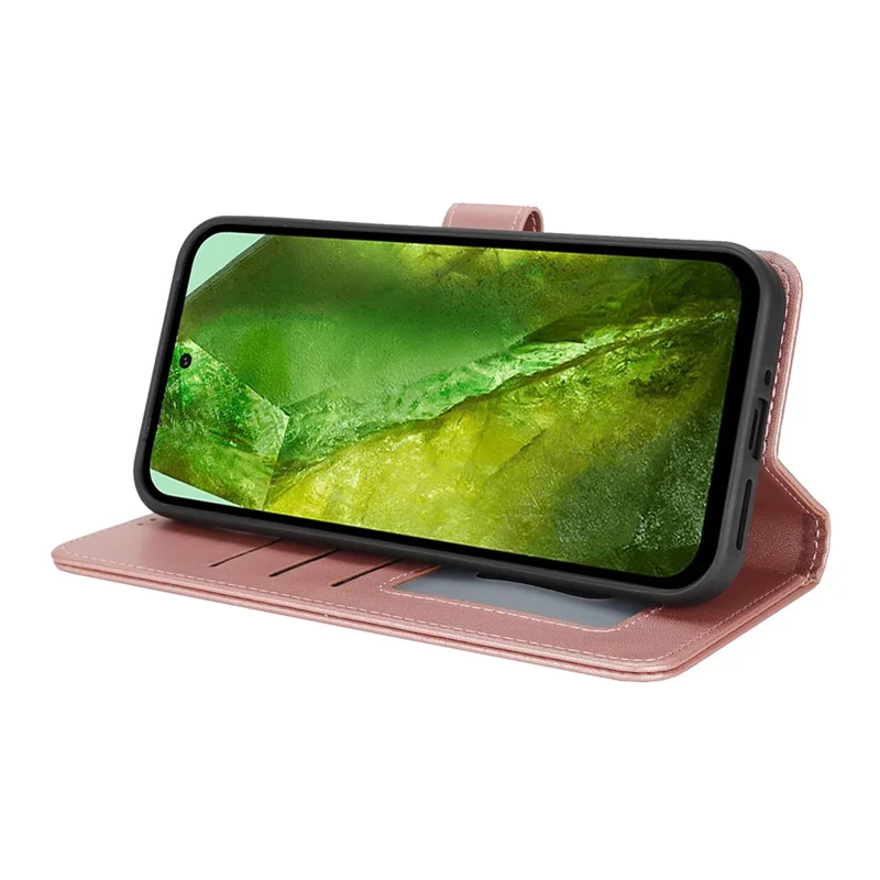 For Google Pixel 8a Stand Case Shockproof Leather Wallet Phone Cover - Rose Gold