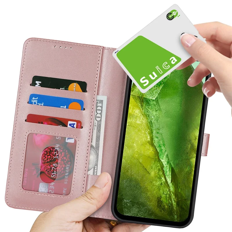 For Google Pixel 8a Stand Case Shockproof Leather Wallet Phone Cover - Rose Gold