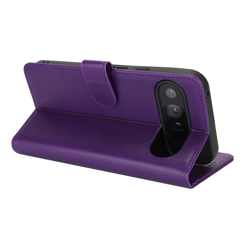 For Google Pixel 9 Pro XL Stand Case Shockproof Leather Wallet Phone Cover - Dark Purple
