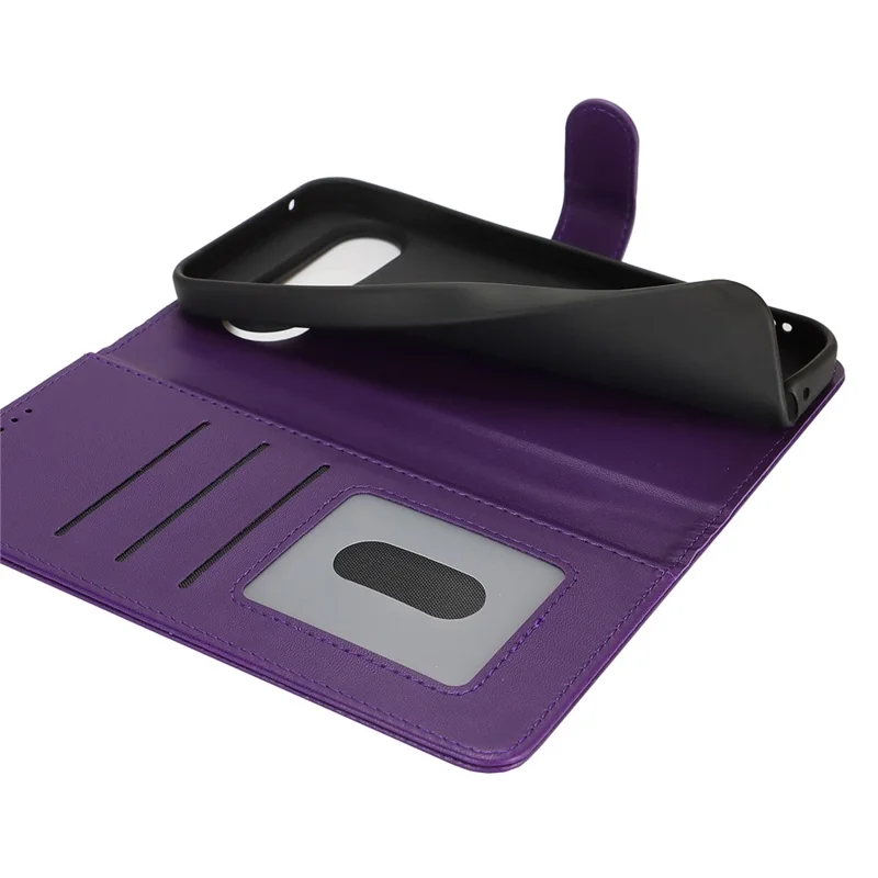 For Google Pixel 9 Pro XL Stand Case Shockproof Leather Wallet Phone Cover - Dark Purple