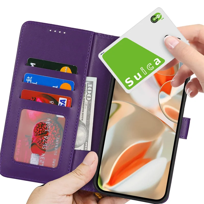 For Google Pixel 9 Pro XL Stand Case Shockproof Leather Wallet Phone Cover - Dark Purple