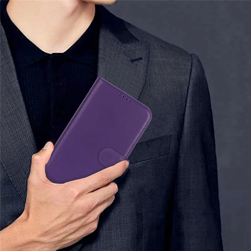 For Google Pixel 9 Pro XL Stand Case Shockproof Leather Wallet Phone Cover - Dark Purple