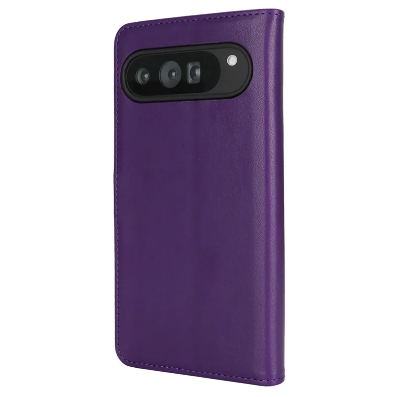 For Google Pixel 9 Pro XL Stand Case Shockproof Leather Wallet Phone Cover - Dark Purple