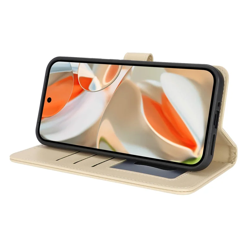Funda de cartera de piel resistente a los golpes para Google Pixel 9 / 9 Pro - Beige
