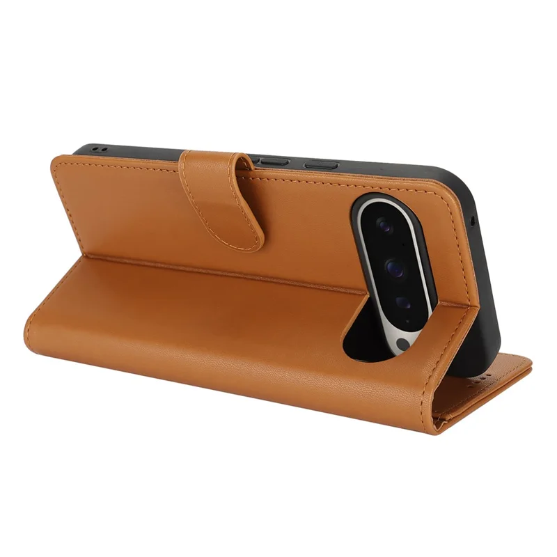 For Google Pixel 9 / 9 Pro Stand Case Shockproof Leather Wallet Phone Cover - Light Brown