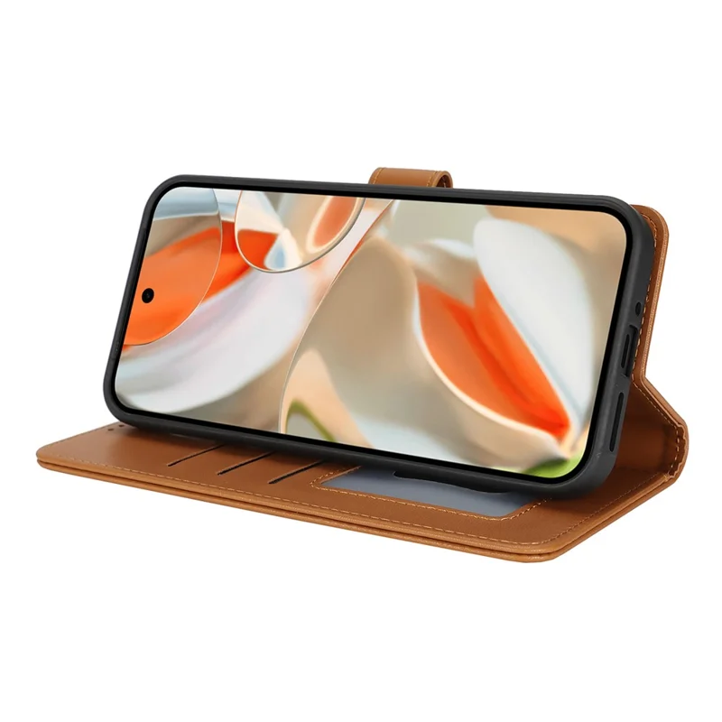 For Google Pixel 9 / 9 Pro Stand Case Shockproof Leather Wallet Phone Cover - Light Brown