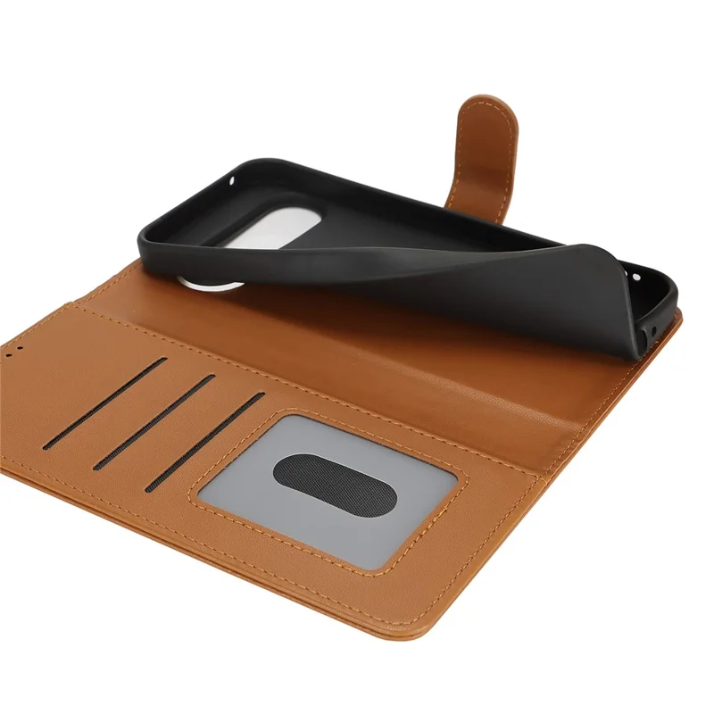 For Google Pixel 9 / 9 Pro Stand Case Shockproof Leather Wallet Phone Cover - Light Brown