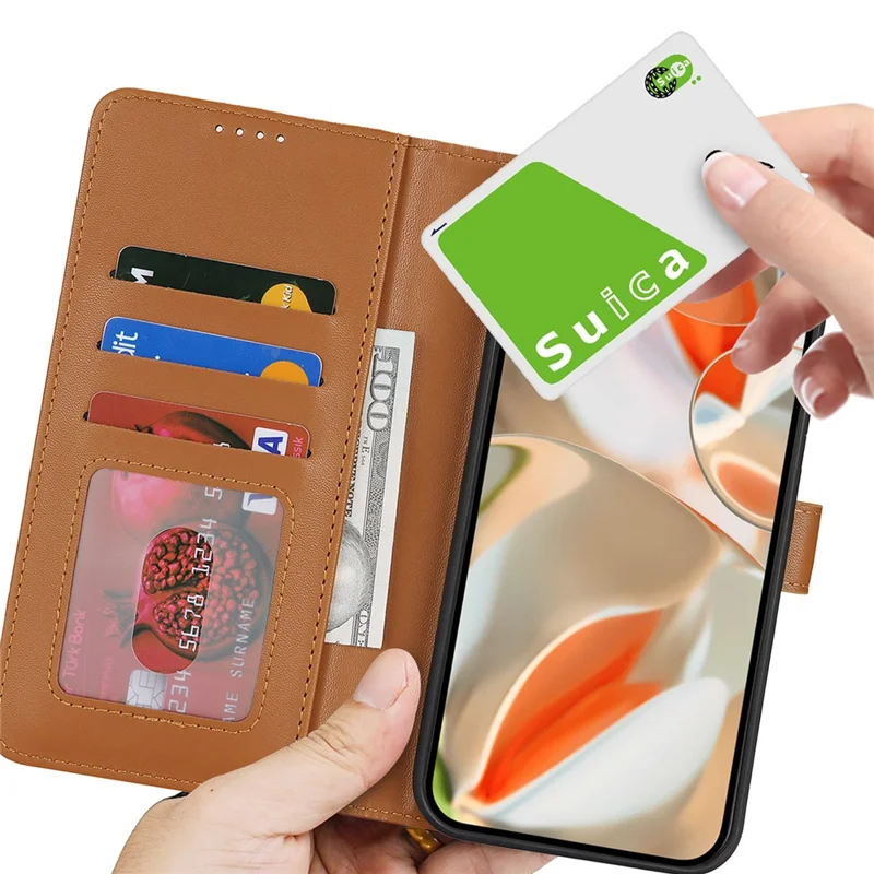 For Google Pixel 9 / 9 Pro Stand Case Shockproof Leather Wallet Phone Cover - Light Brown
