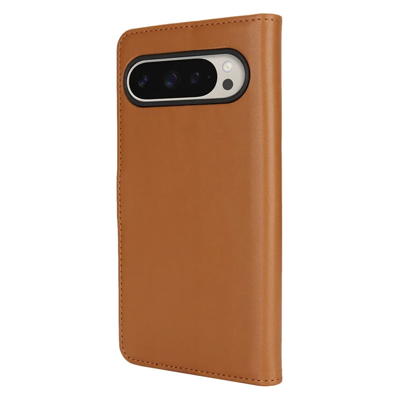 For Google Pixel 9 / 9 Pro Stand Case Shockproof Leather Wallet Phone Cover - Light Brown