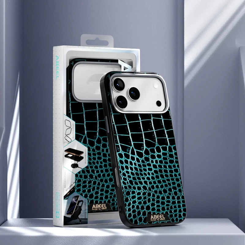 ABEEL For iPhone 17 Air Case Compatible with MagSafe Crocodile Texture Micro-Embossing Back Cover - Black