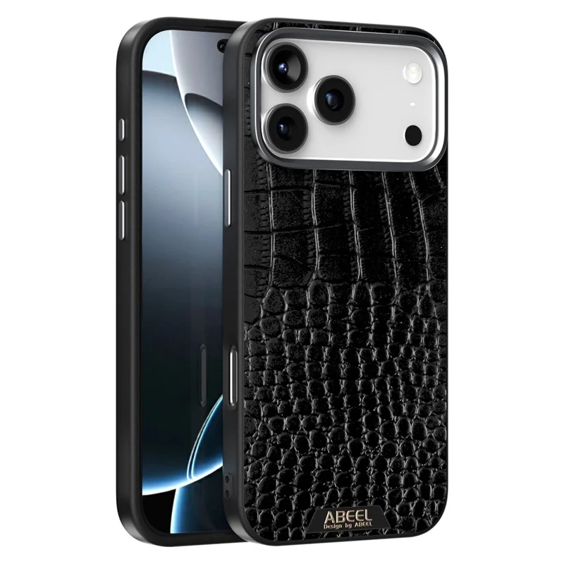 ABEEL For iPhone 17 Pro Max Case Compatible with MagSafe Crocodile Texture Micro-Embossing Back Cover - Black