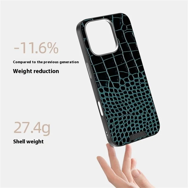 ABEEL For iPhone 16 Pro Max Case Compatible with MagSafe Crocodile Texture Micro-Embossing Back Cover - Black