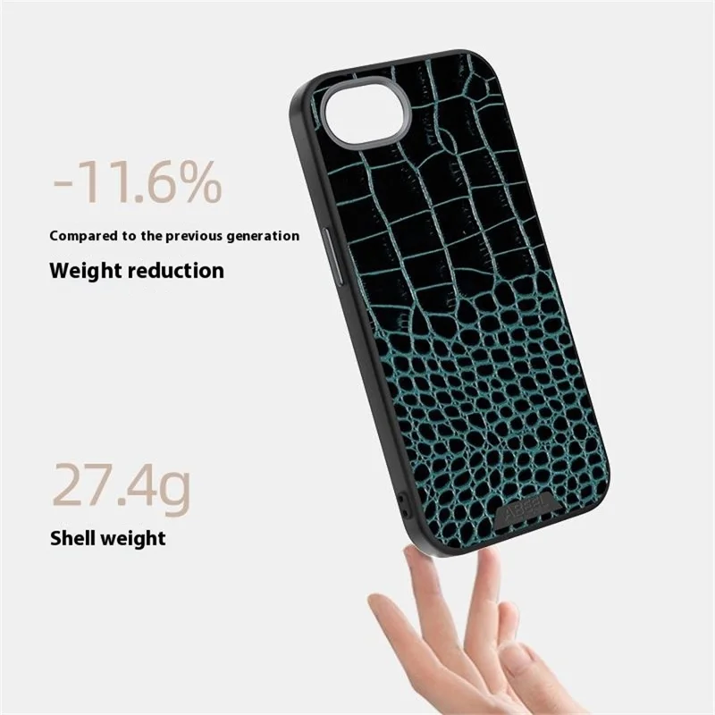 ABEEL For iPhone 16e Case Compatible with MagSafe Crocodile Texture Micro-Embossing Back Cover - Green