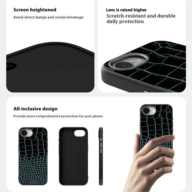 ABEEL For iPhone 16e Case Compatible with MagSafe Crocodile Texture Micro-Embossing Back Cover - Green