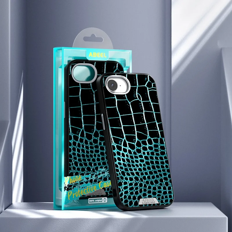 ABEEL For iPhone 16e Case Compatible with MagSafe Crocodile Texture Micro-Embossing Back Cover - Green