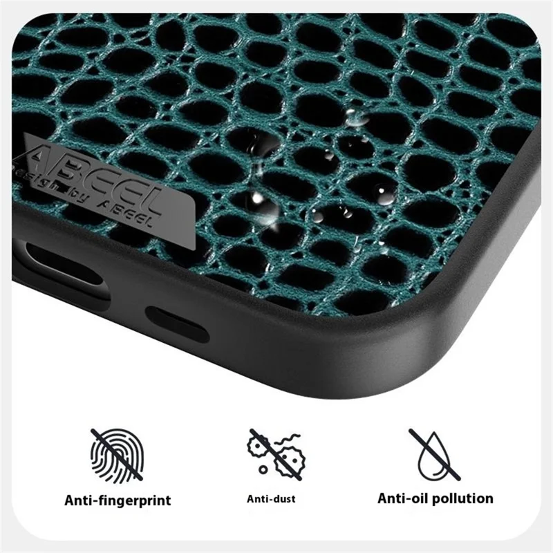 ABEEL لجهاز iPhone 16e غطاء جلدي بملمس تمساح متوافق مع MagSafe - أسود