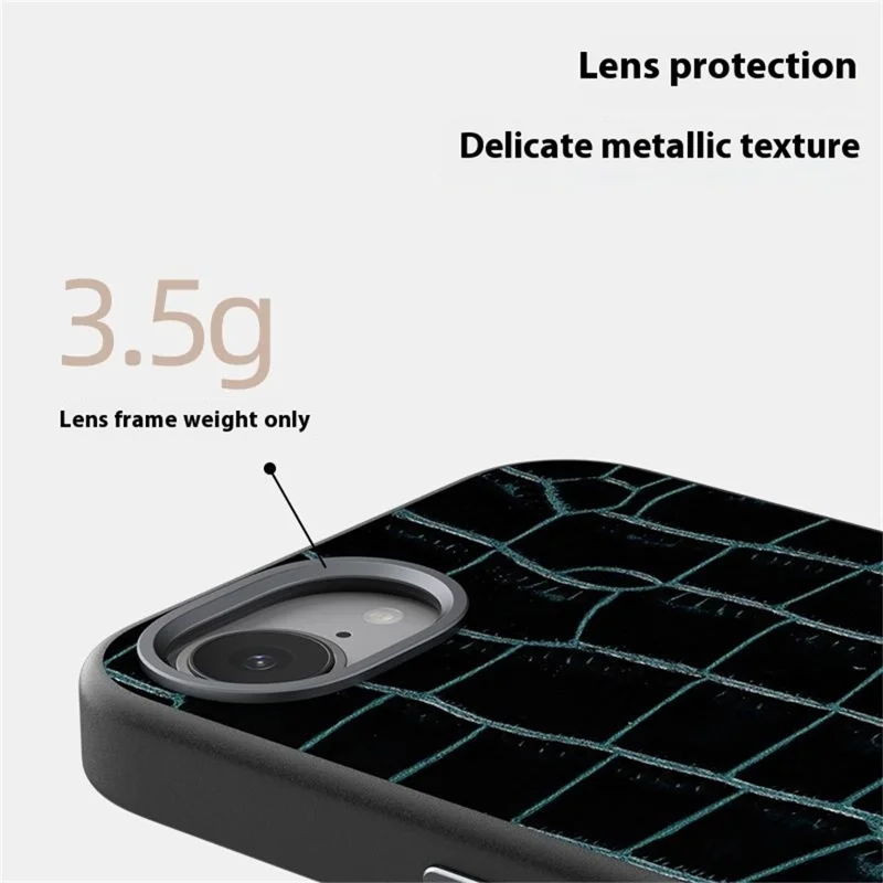 ABEEL لجهاز iPhone 16e غطاء جلدي بملمس تمساح متوافق مع MagSafe - أسود
