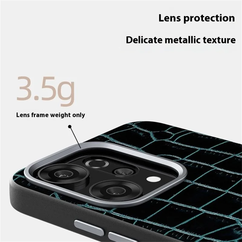ABEEL For Oppo Reno14 Pro 5G (Global) Case Compatible with MagSafe Crocodile Texture Micro-Embossing Back Cover - Black