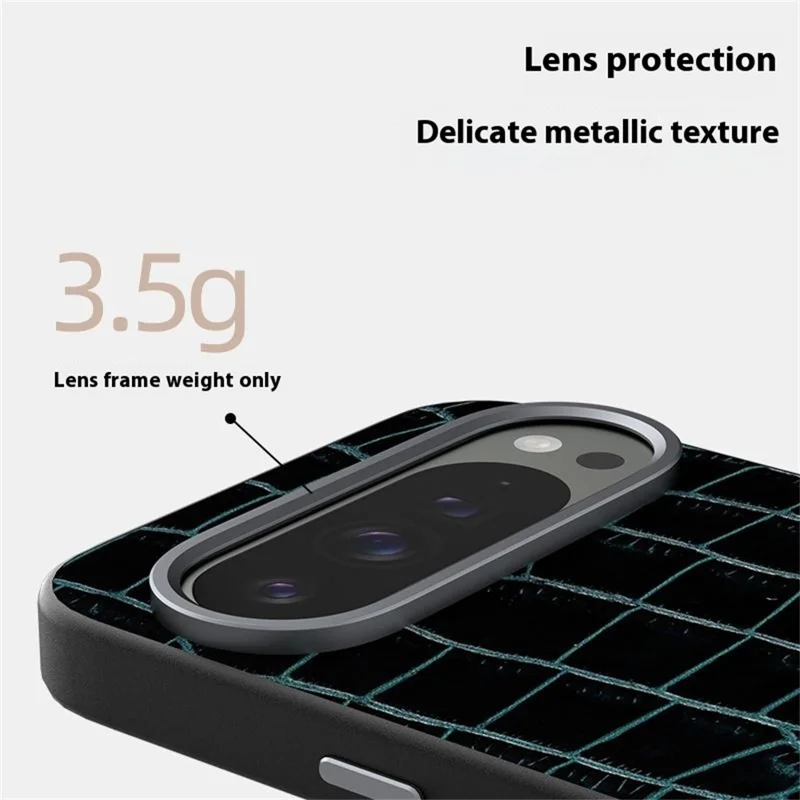 ABEEL For Google Pixel 9 Pro XL Case Compatible with MagSafe Crocodile Texture Micro-Embossing Back Cover - Black