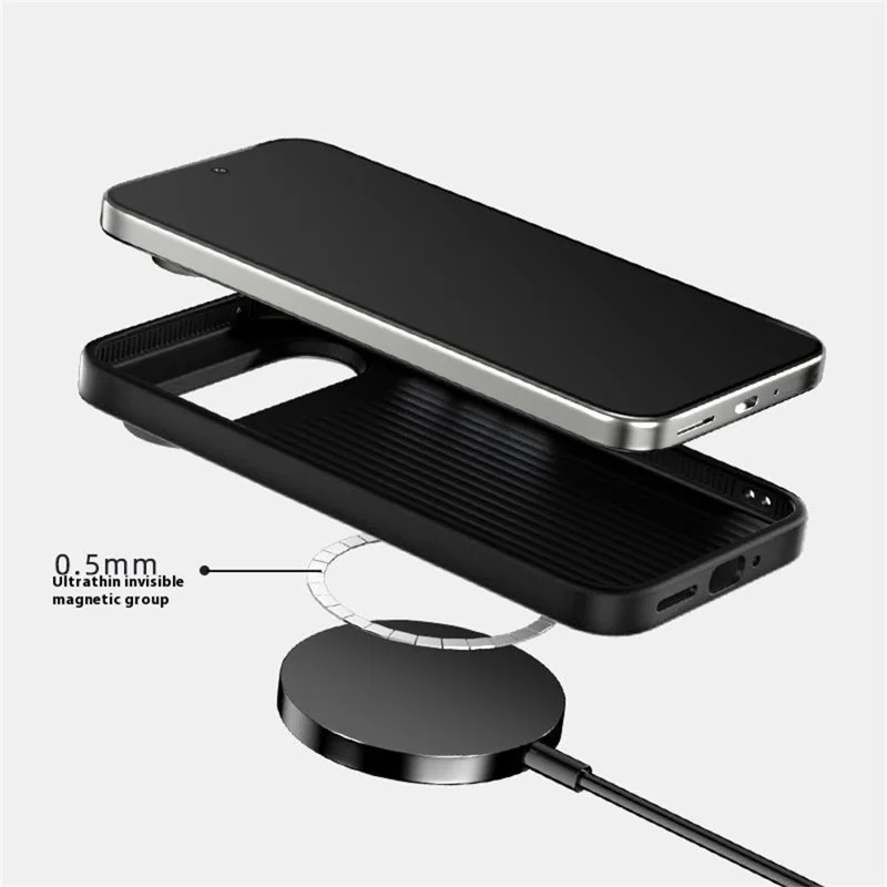 ABEEL For Google Pixel 9 Pro XL Case Compatible with MagSafe Crocodile Texture Micro-Embossing Back Cover - Black