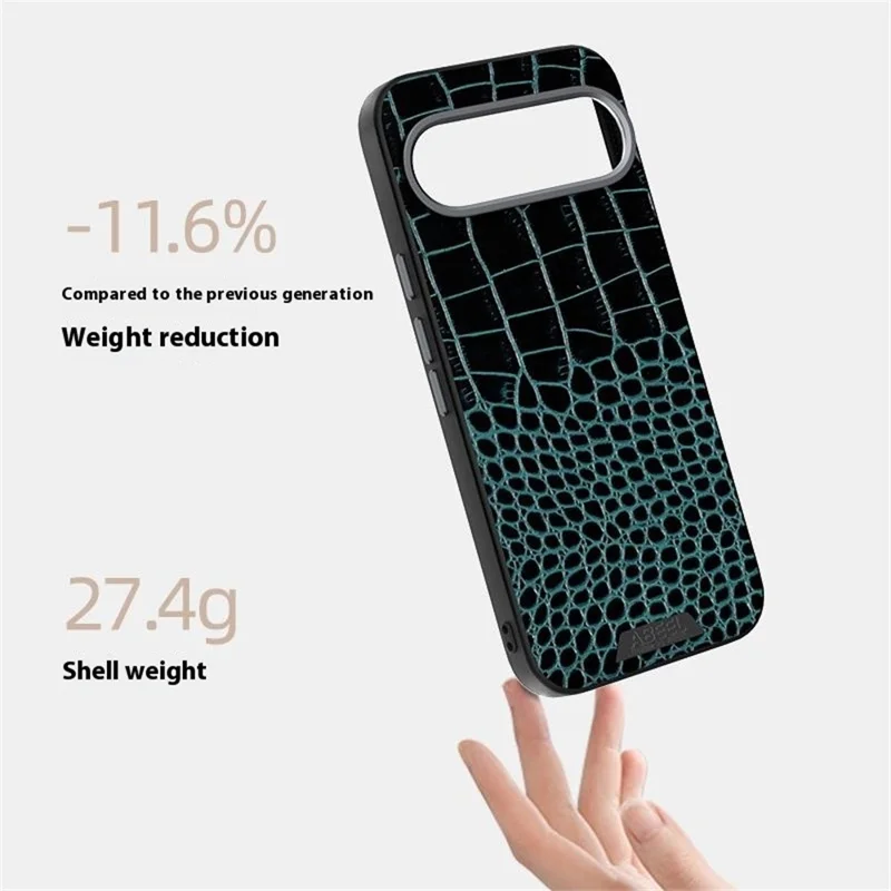 ABEEL For Google Pixel 9a Case Compatible with MagSafe Crocodile Texture Micro-Embossing Back Cover - Black