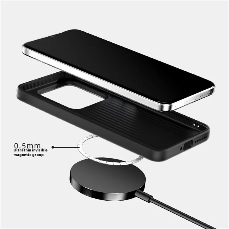 ABEEL For Xiaomi 15 Pro Case Compatible with MagSafe Crocodile Texture Micro-Embossing Back Cover - Black