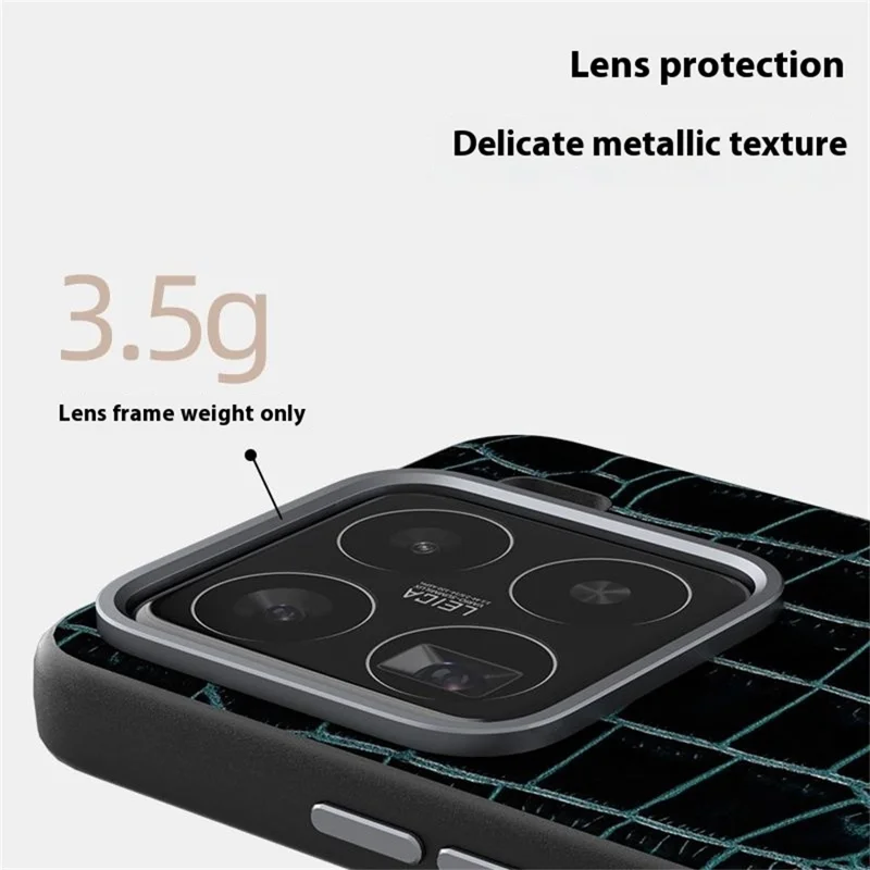 ABEEL For Xiaomi 15 Pro Case Compatible with MagSafe Crocodile Texture Micro-Embossing Back Cover - Black