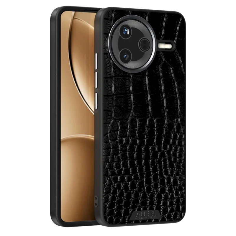 ABEEL pour Xiaomi Redmi K80 5G / Poco F7 Pro 5G Étui Compatible avec MagSafe Texture Crocodile Micro-Gaufrage Coque Arrière - Noir