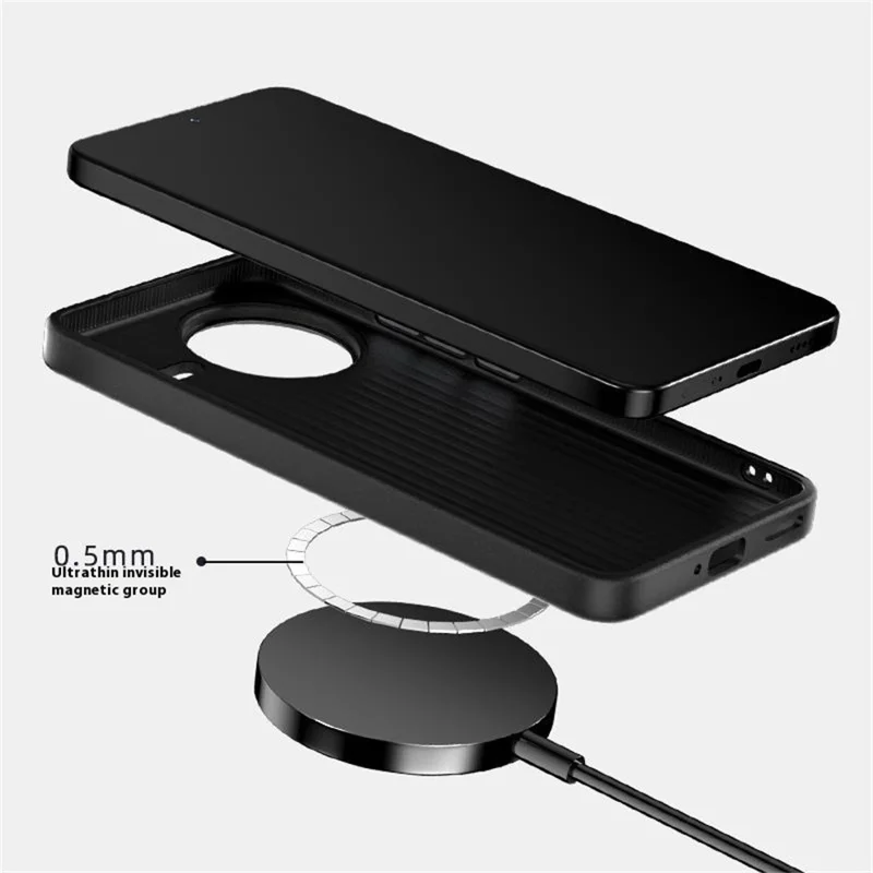 ABEEL pour Xiaomi Redmi K80 5G / Poco F7 Pro 5G Étui Compatible avec MagSafe Texture Crocodile Micro-Gaufrage Coque Arrière - Noir