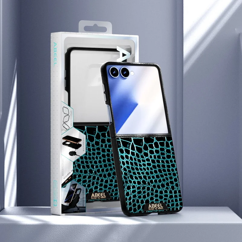 ABEEL For Samsung Galaxy Z Flip7 5G Case Compatible with MagSafe Crocodile Texture Micro-Embossing Back Cover - Green