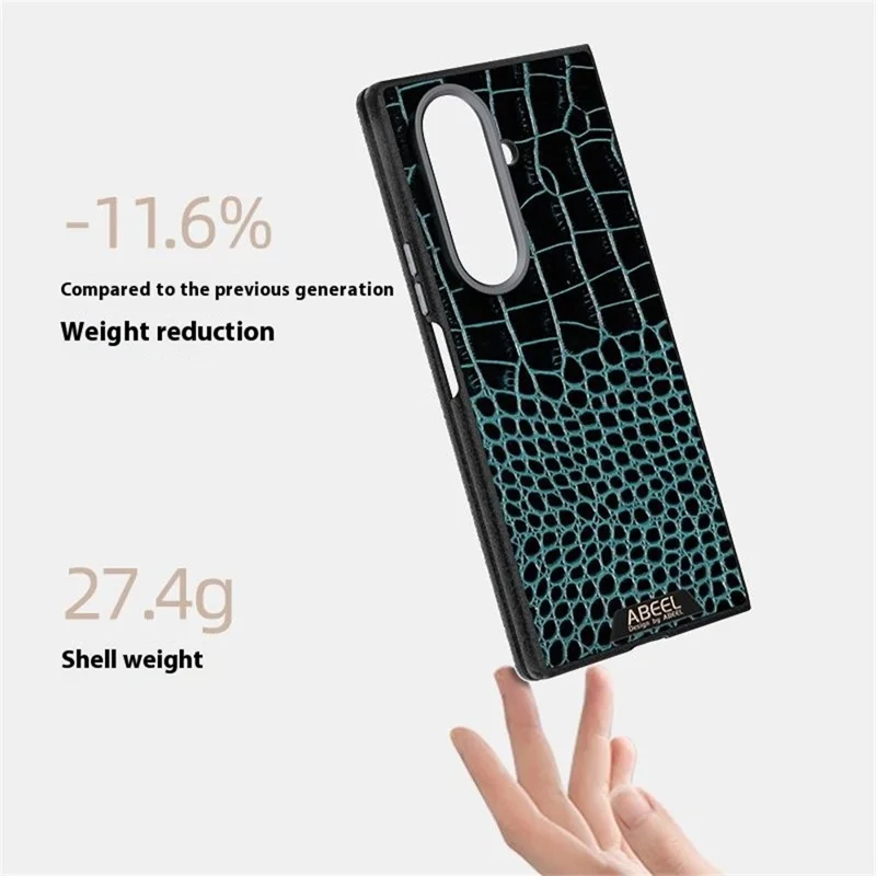 ABEEL For Samsung Galaxy Z Fold7 5G Case Compatible with MagSafe Crocodile Texture Micro-Embossing Back Cover - Green