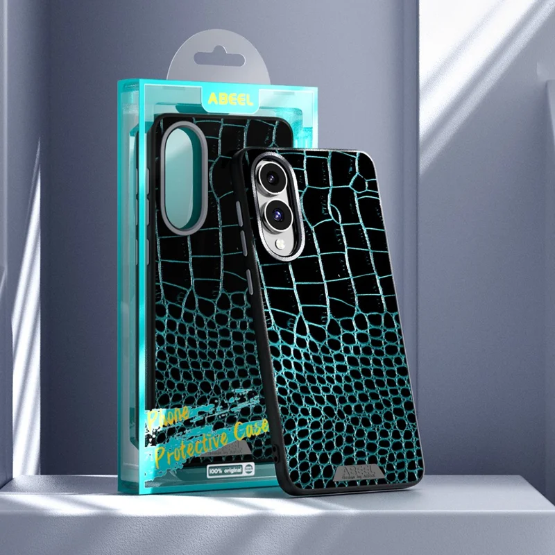 ABEEL For Samsung Galaxy S25 Edge Case Compatible with MagSafe Crocodile Texture Micro-Embossing Back Cover - Green