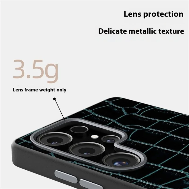 ABEEL For Samsung Galaxy S25 Ultra Case Compatible with MagSafe Crocodile Texture Micro-Embossing Back Cover - Green