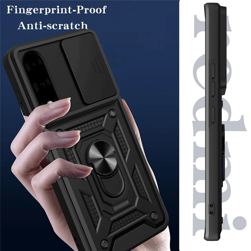 Pour OnePlus Nord 5 5G Étui avec Couvercle Coulissant de Caméra PC + TPU Support Housse de Téléphone - Noir