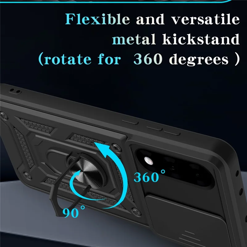 Pour OnePlus Nord 5 5G Étui avec Couvercle Coulissant de Caméra PC + TPU Support Housse de Téléphone - Noir