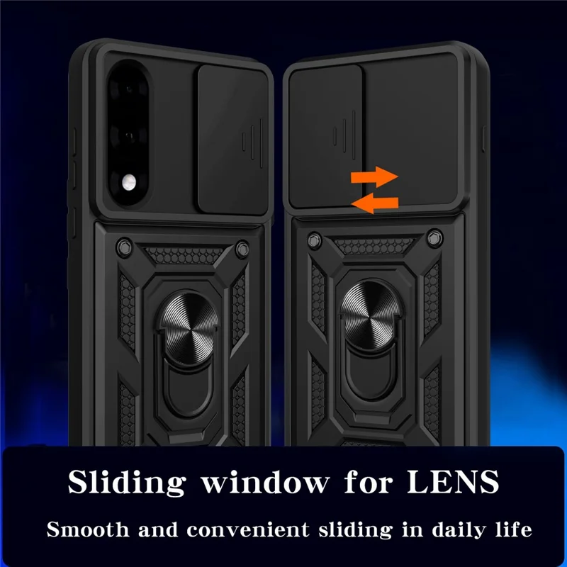 Pour OnePlus Nord 5 5G Étui avec Couvercle Coulissant de Caméra PC + TPU Support Housse de Téléphone - Noir