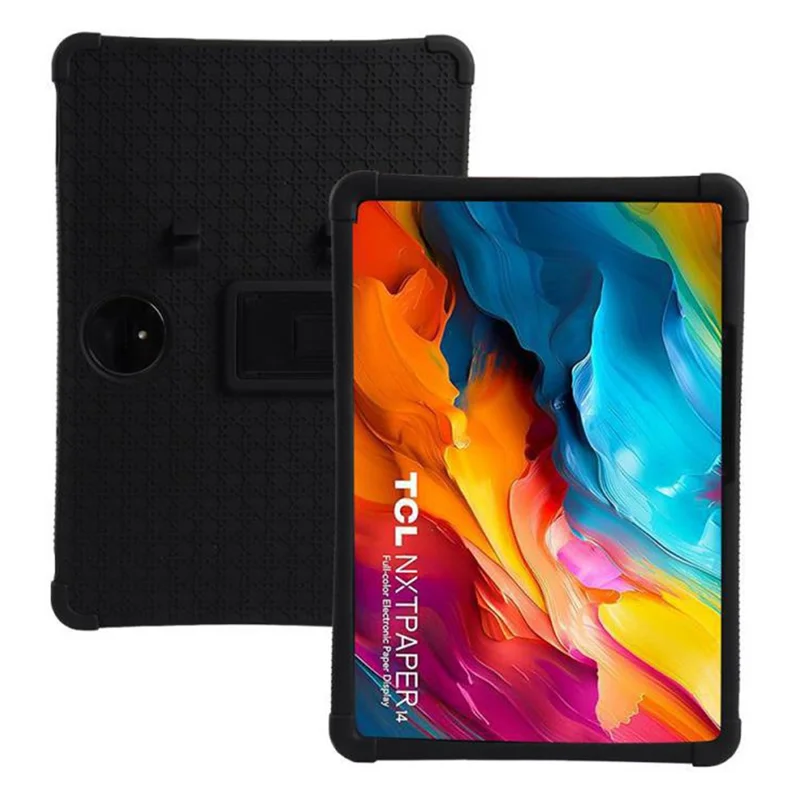 Capa para Tablet TCL NxtPaper 14 com Suporte, PC + Silicone Antiderrapante à Prova de Choque - Preta