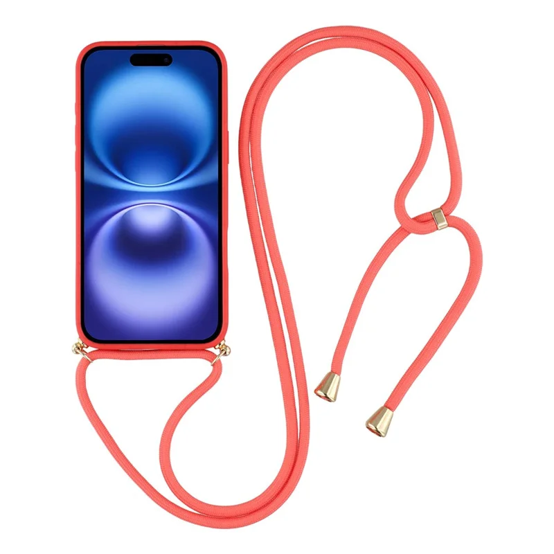Cover per iPhone 17 in Paglia di Grano Biodegradabile + TPU, Cover Ecologica per Telefono con Laccetto - Rosso