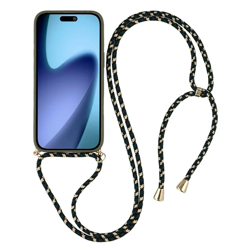 For iPhone 17 Air Case Biodegradable Wheat Straw + TPU Eco-Friendly Phone Cover with Lanyard - Army Green